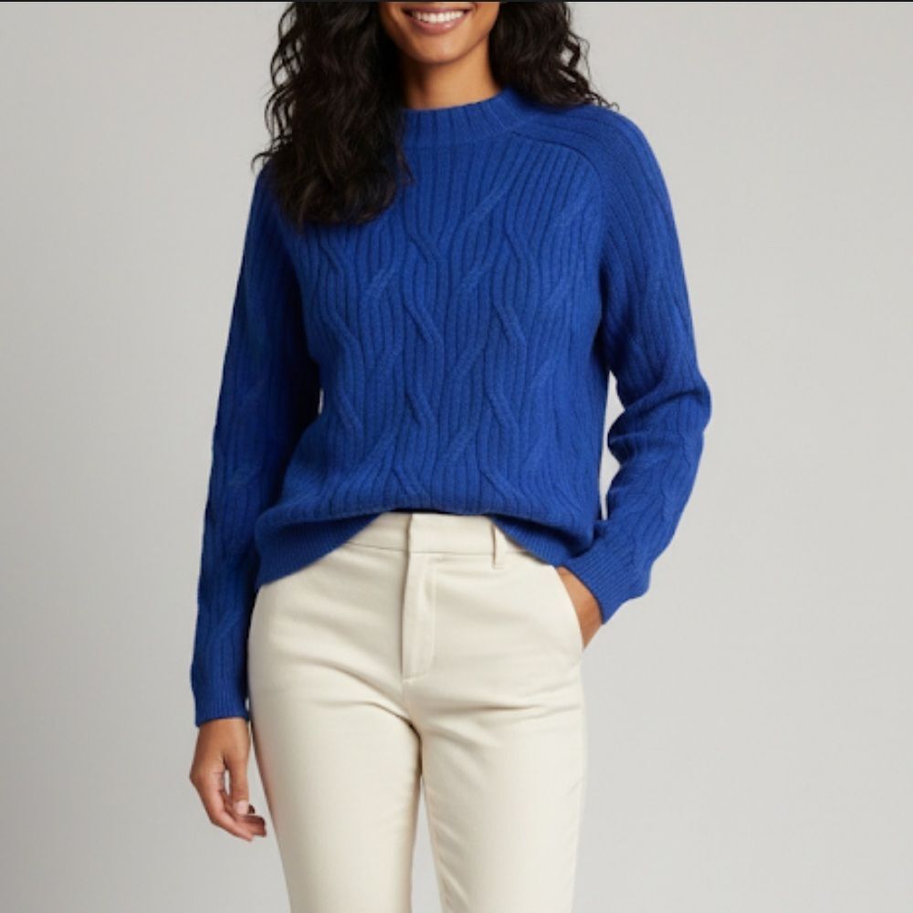 MANGO braided cable knit high collar sweater